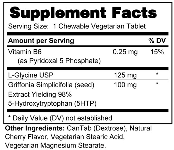Supplement facts for5-HTP 90s (with P5P & Glycine)