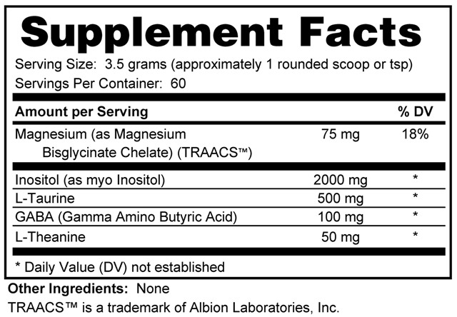 Supplement facts forFocus Plus 215 Grams