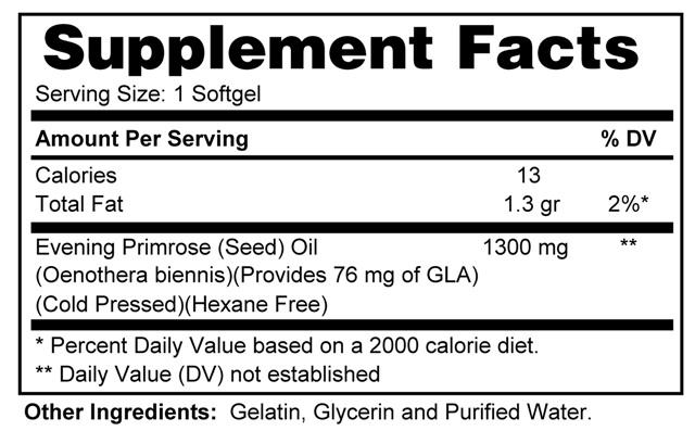 Supplement facts forEPO (1300mg) 90s