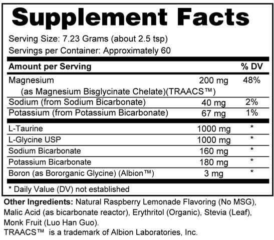 Supplement facts forElectrolyte Complex 60s 434gms