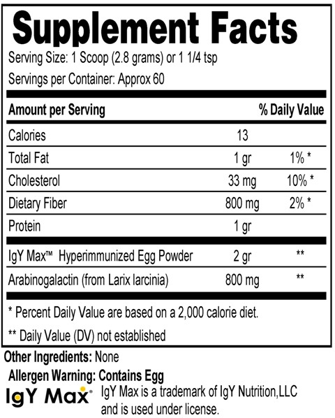 Supplement facts forGI Soothe (Powder) 168 Grams