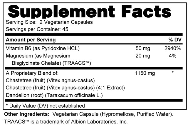 Supplement facts forHormone Support 90s