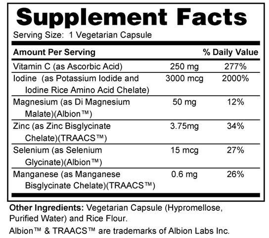 Supplement facts forIodine Complex 120s