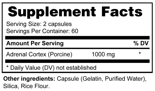 Supplement facts forCortex Super Strength 120s