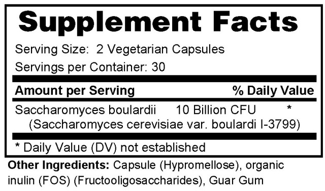 Supplement facts forSaccharomyces Boulardii 60s